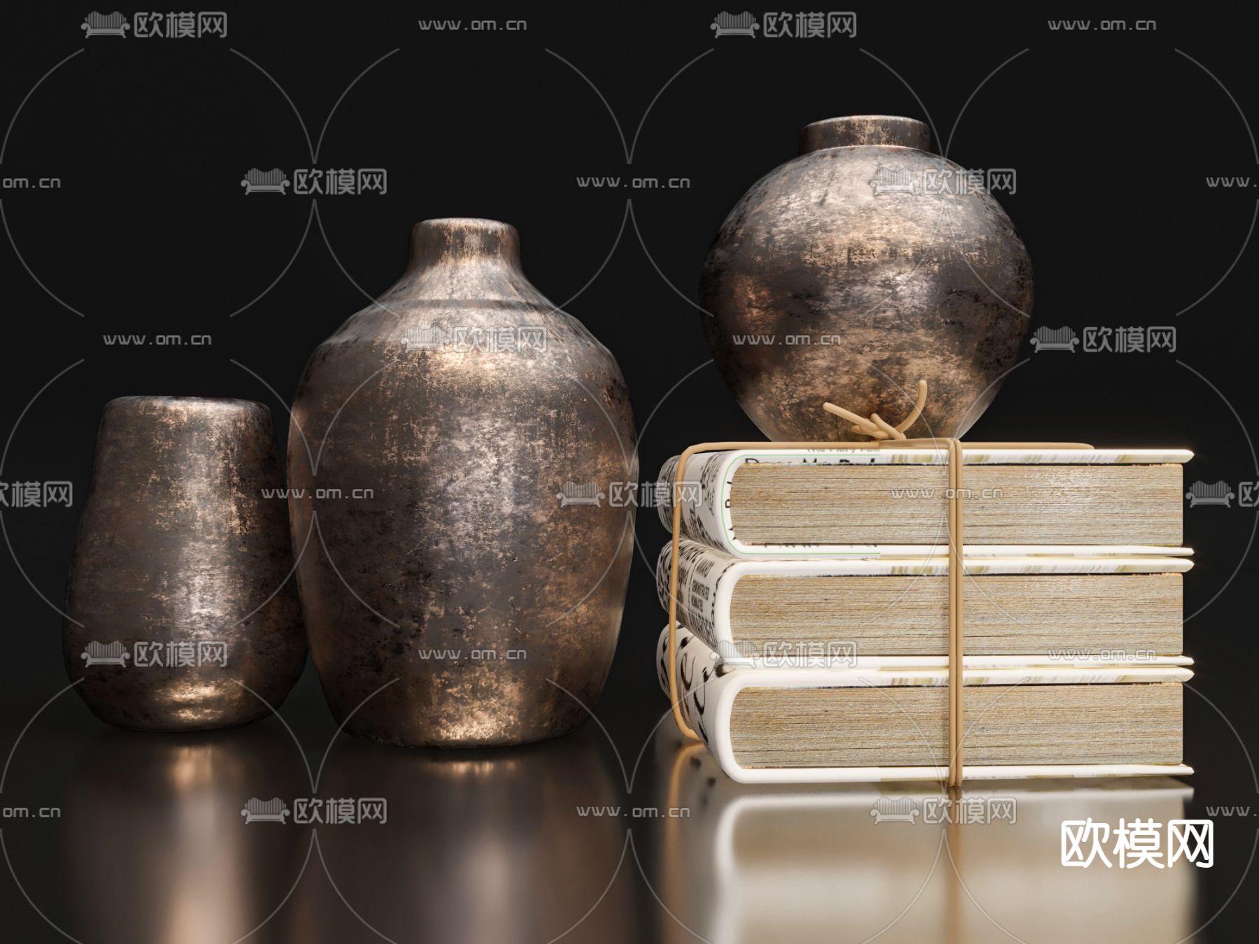 现代书籍金属罐饰品摆件3d模型下载