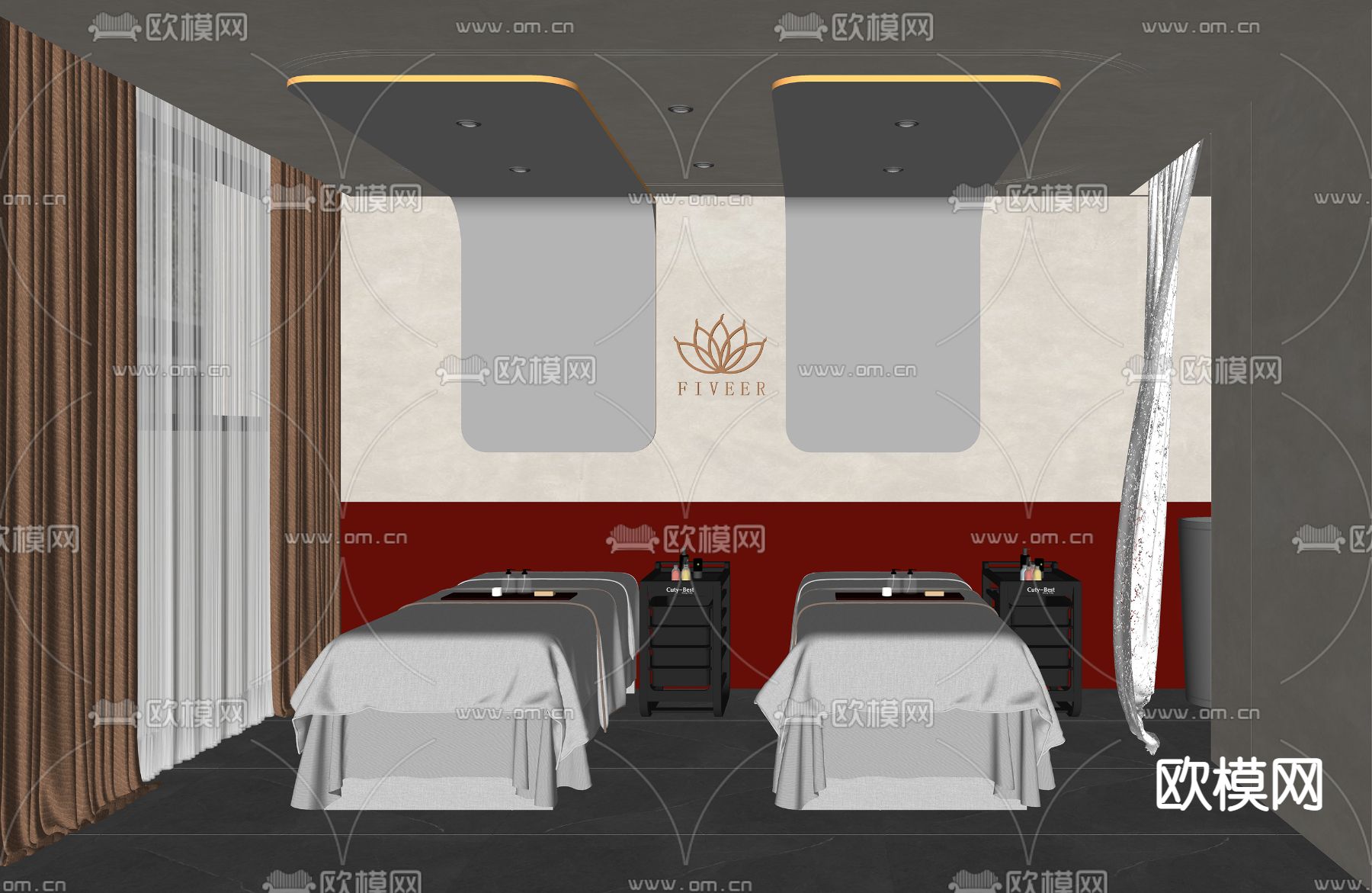 现代SPA护理室su模型下载（渲染图2）