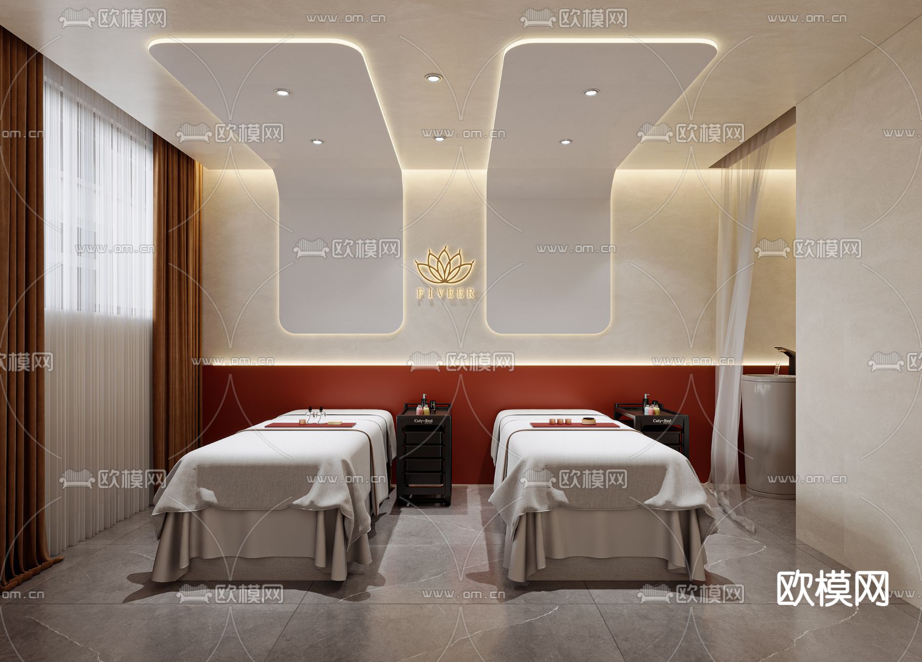 现代SPA护理室su模型下载（渲染图1）