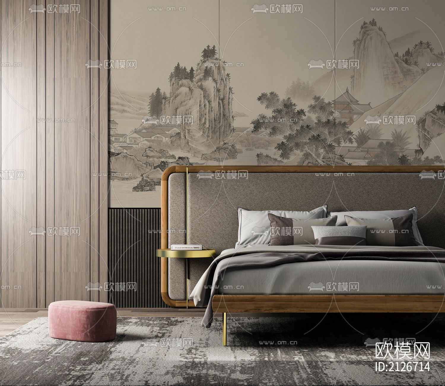 山水壁画下载（渲染图6）