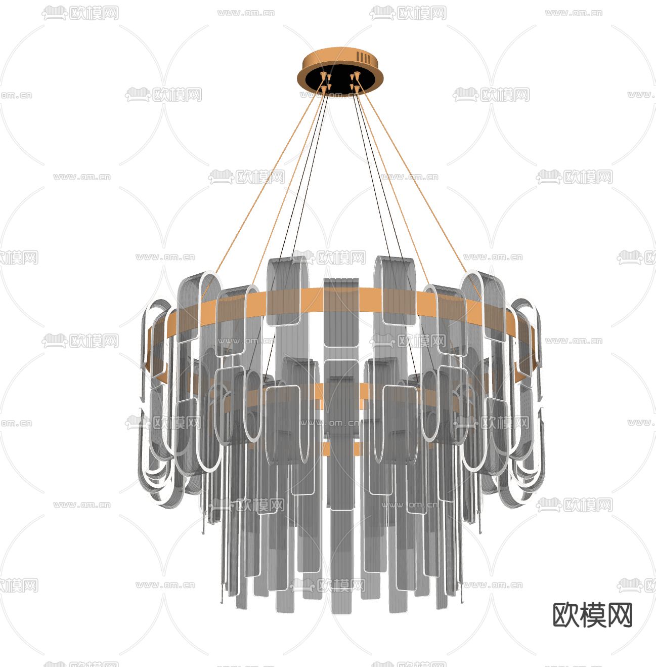 现代轻奢水晶吊灯su模型下载（渲染图2）