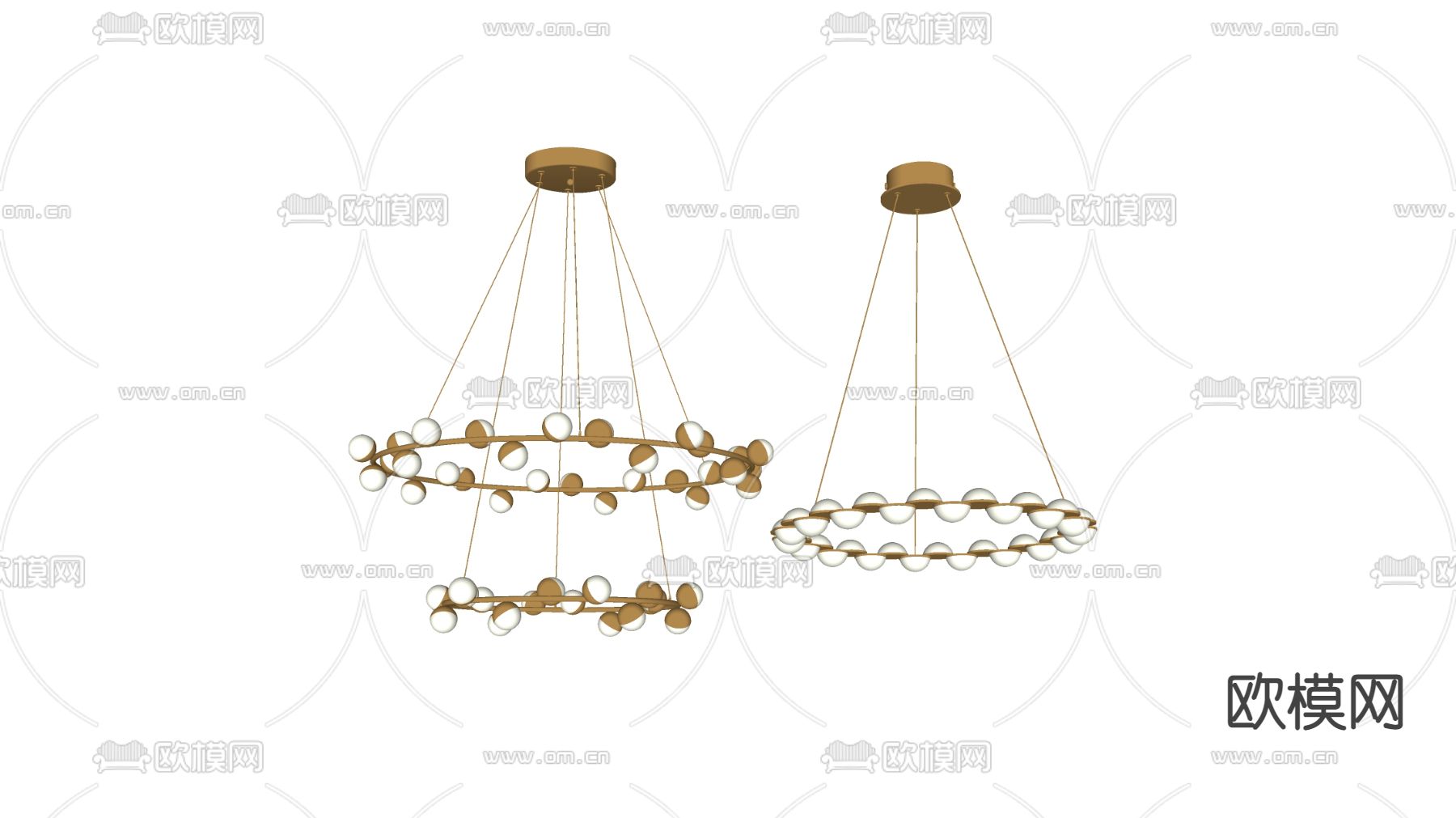 现代金属环形吊灯su模型