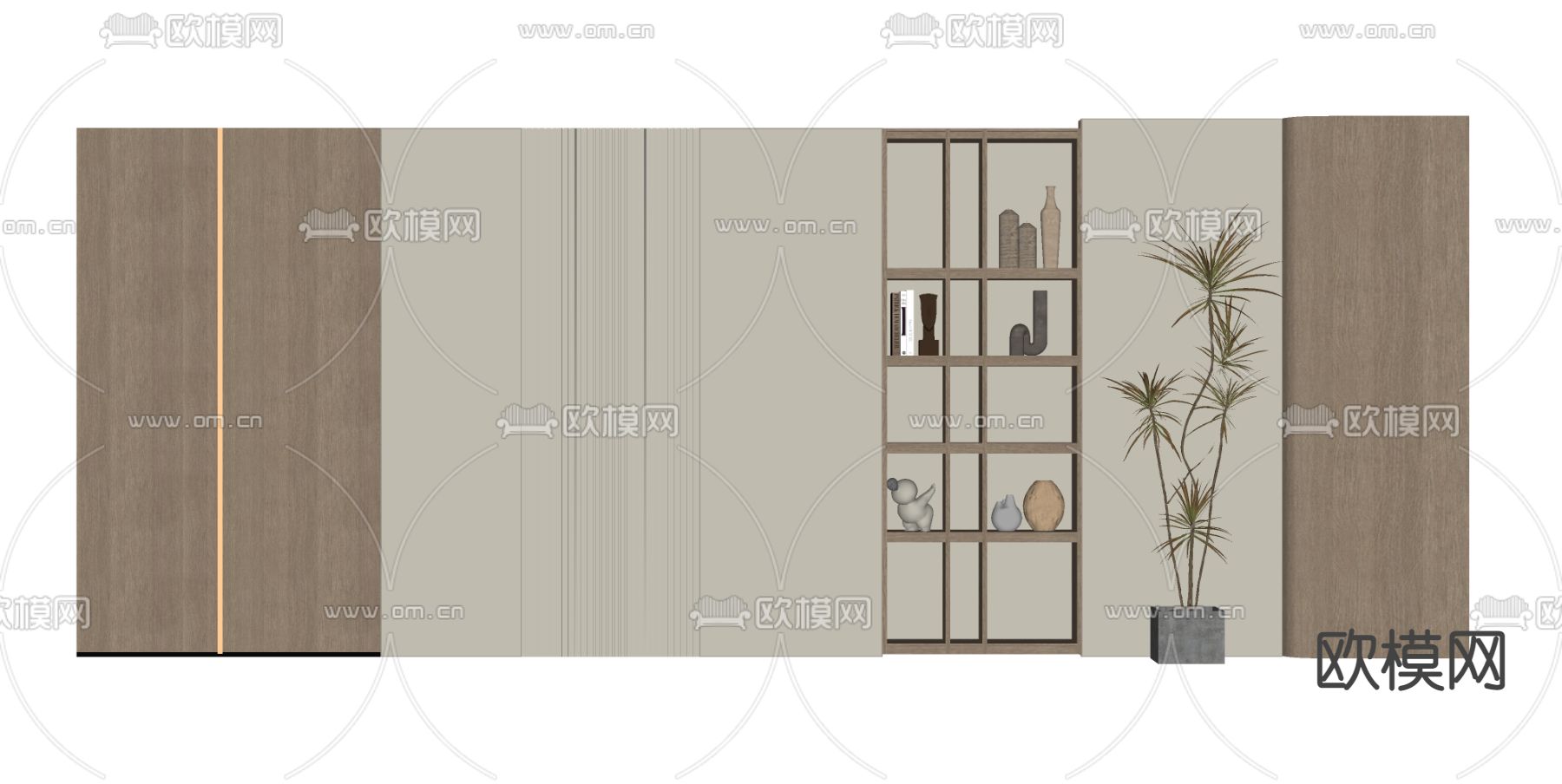 侘寂沙发背景墙su模型下载（渲染图2）