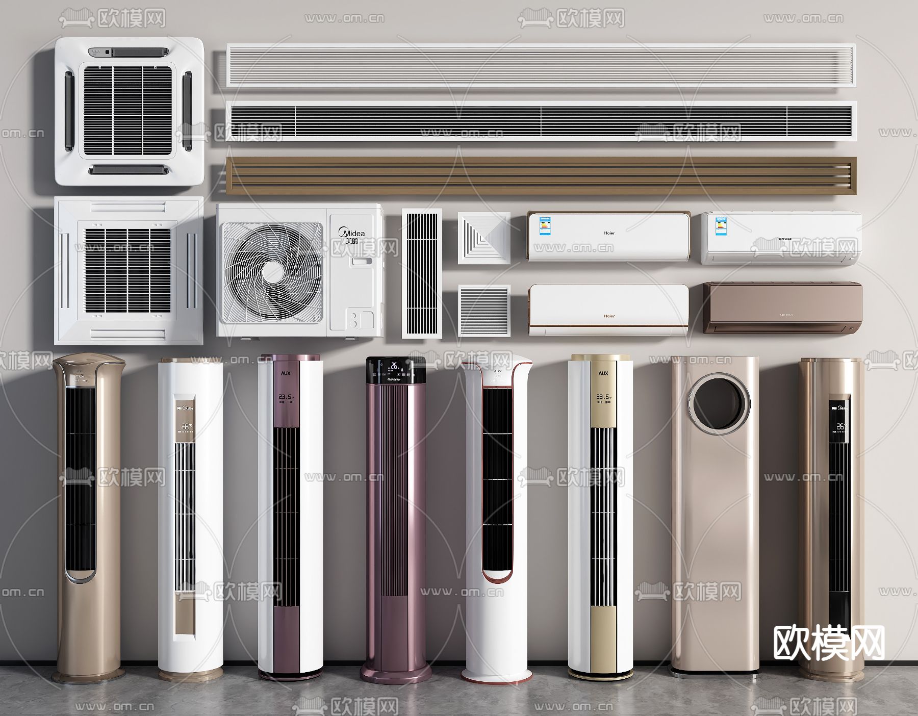 立柱式空调中央空调出风口3d模型下载