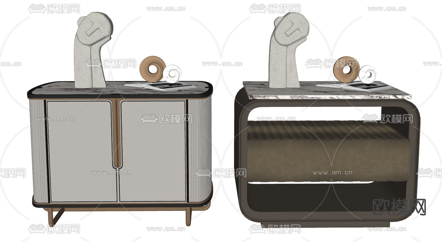 现代床头柜su模型下载（渲染图2）