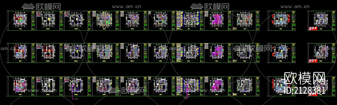 三层别墅cad施工图下载（渲染图2）