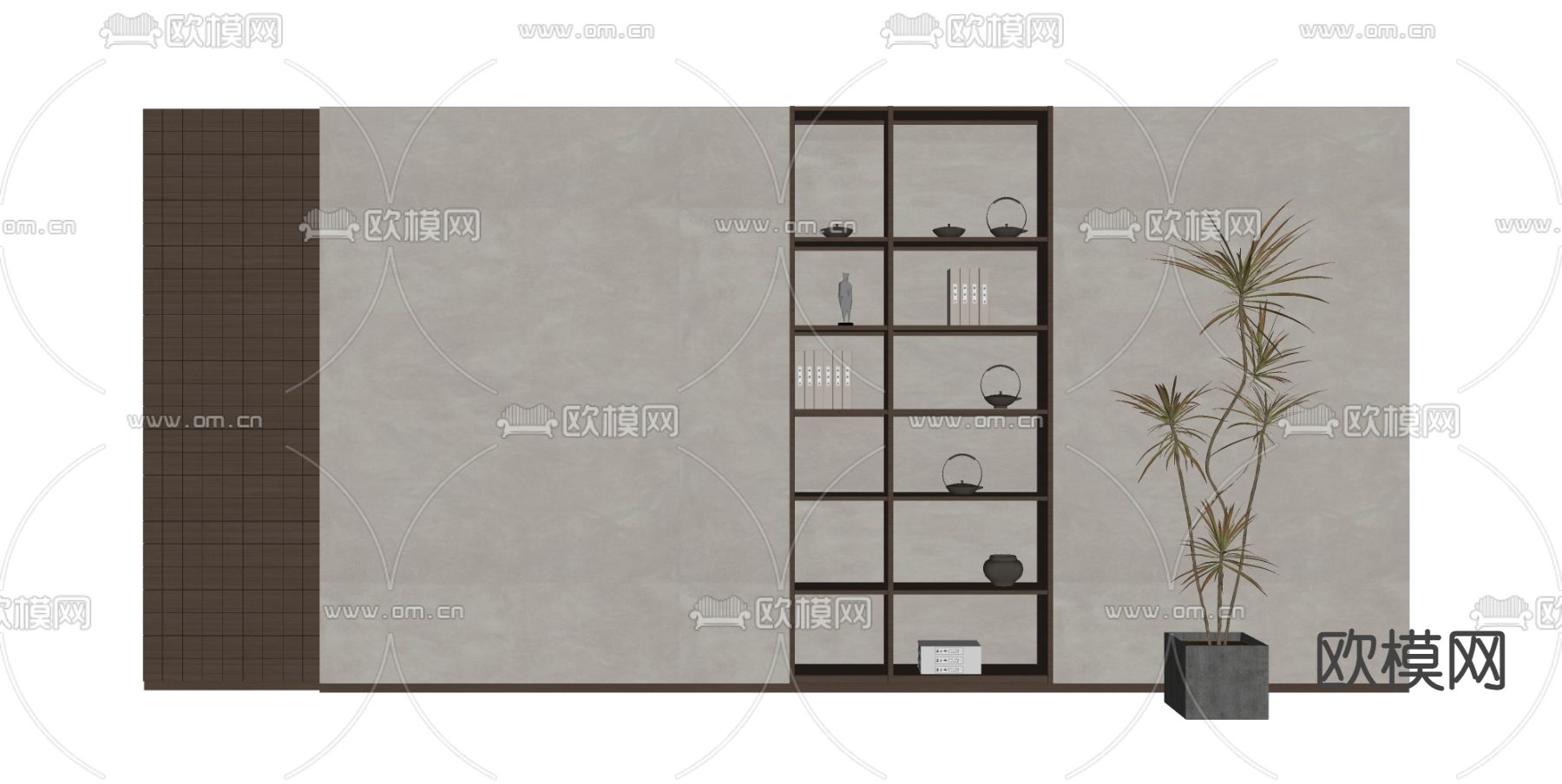 侘寂沙发背景墙su模型下载（渲染图2）