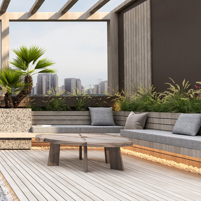  现代休闲露台花园su模型 