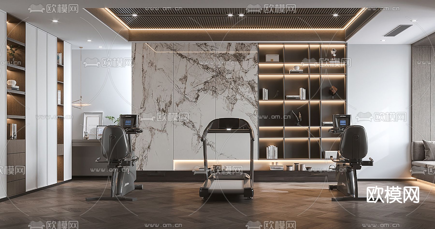 现代家居健身房su模型下载（渲染图1）