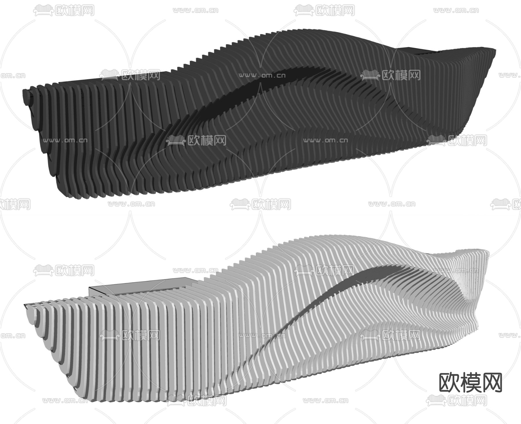 现代异型接待台su模型下载（渲染图2）