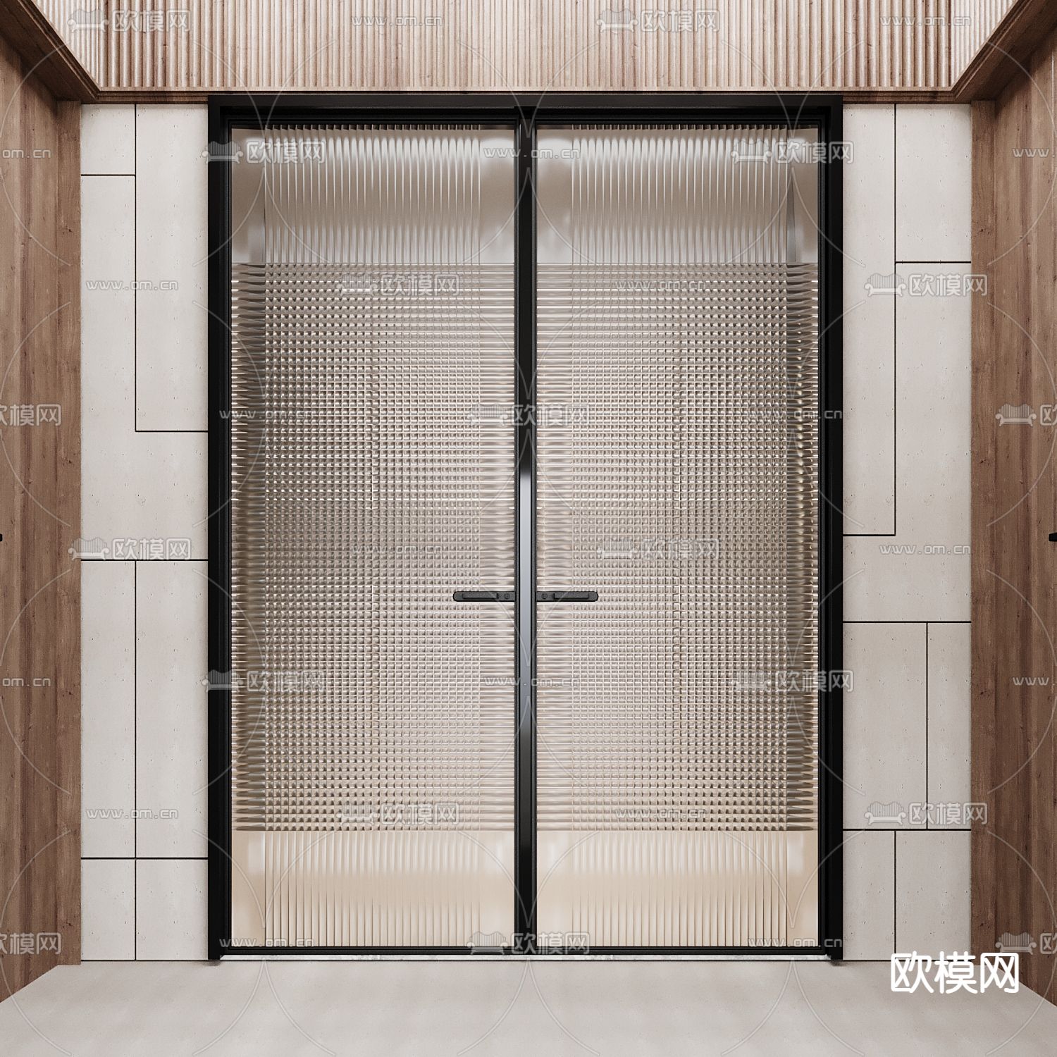 现代玻璃双开门商户门3d模型下载_ID11961468_3dmax免费模型-欧模网
