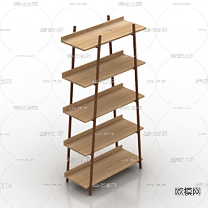北欧简约实木置物架免费3d模型下载