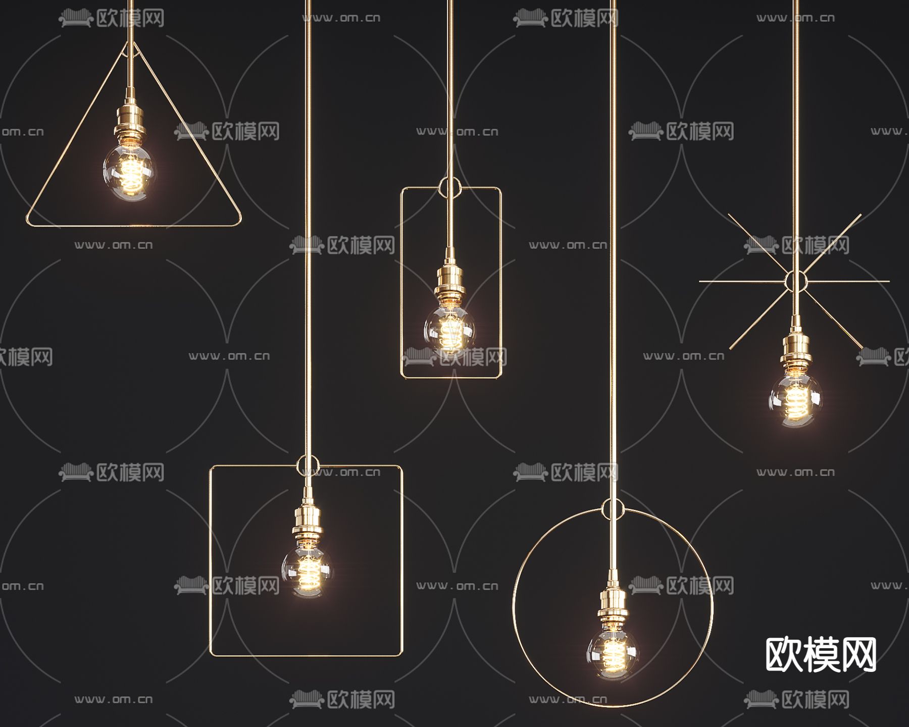 工业风金属吊灯su模型下载（渲染图1）