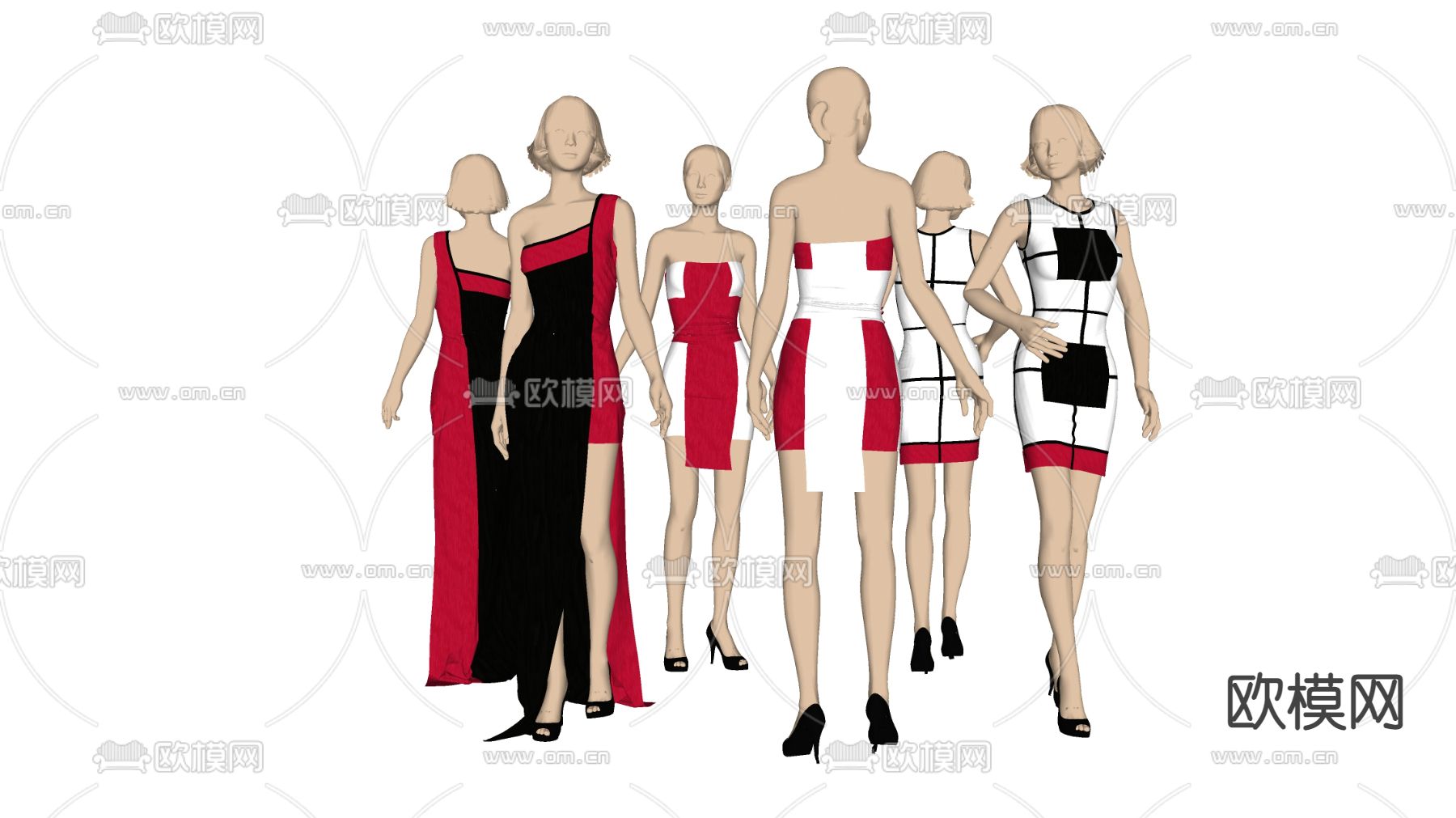 现代时尚女装店模特su模型