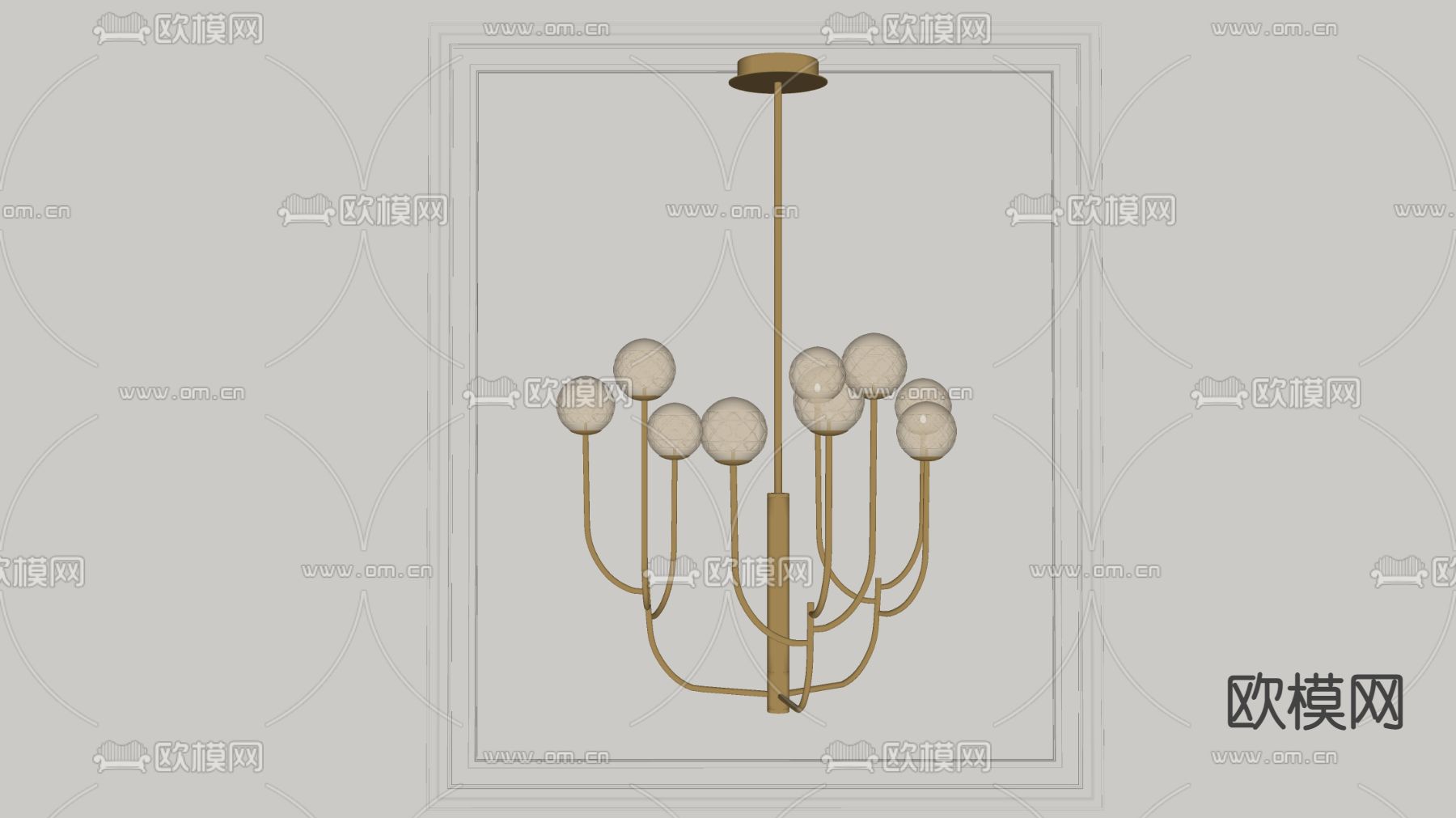 现代轻奢多头吊灯su模型