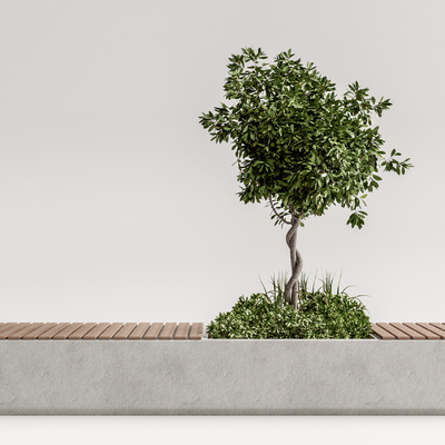 现代公园树池长凳su模型