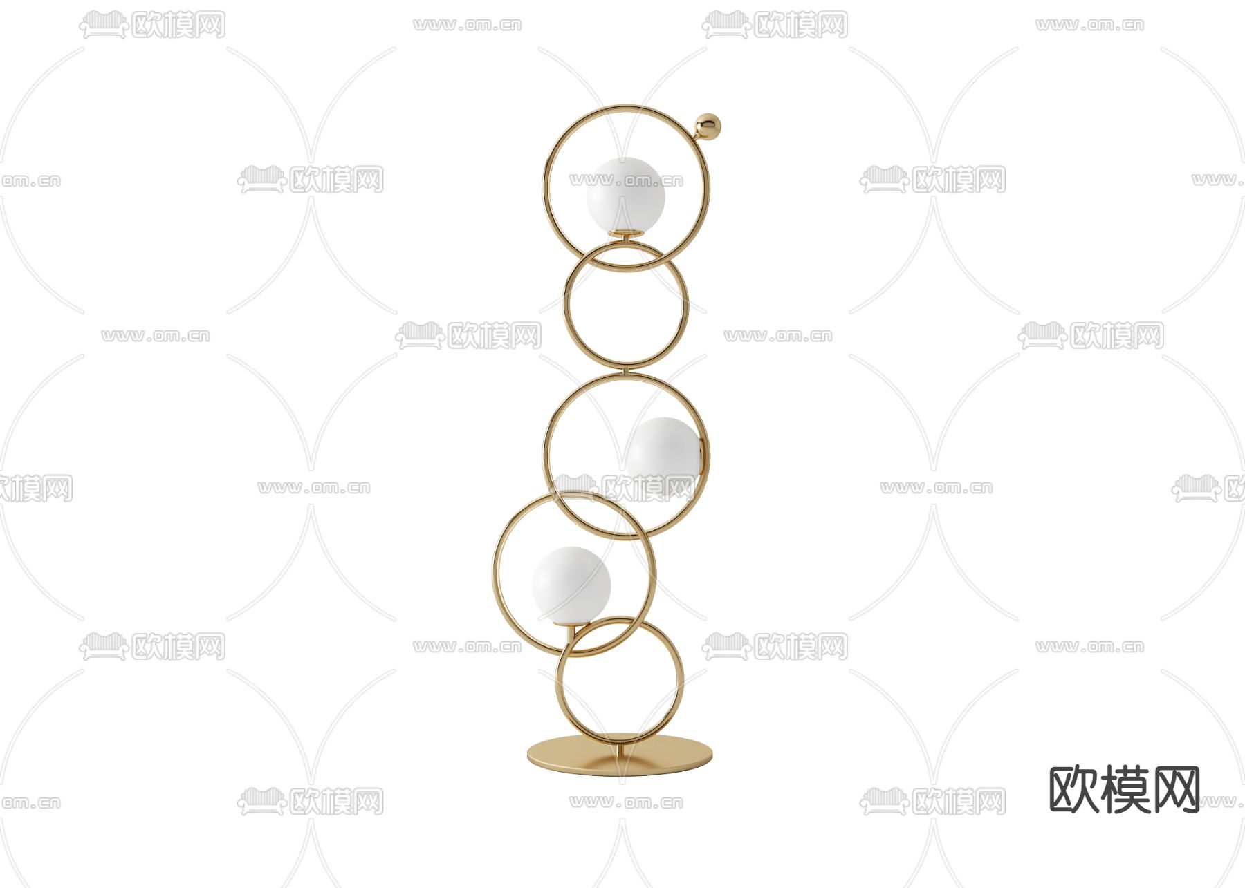 现代轻奢圆环落地灯3d模型下载