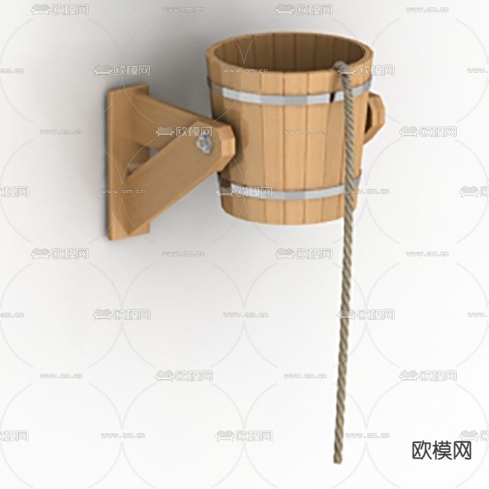 中式复古实木木桶淋雨免费3d模型下载