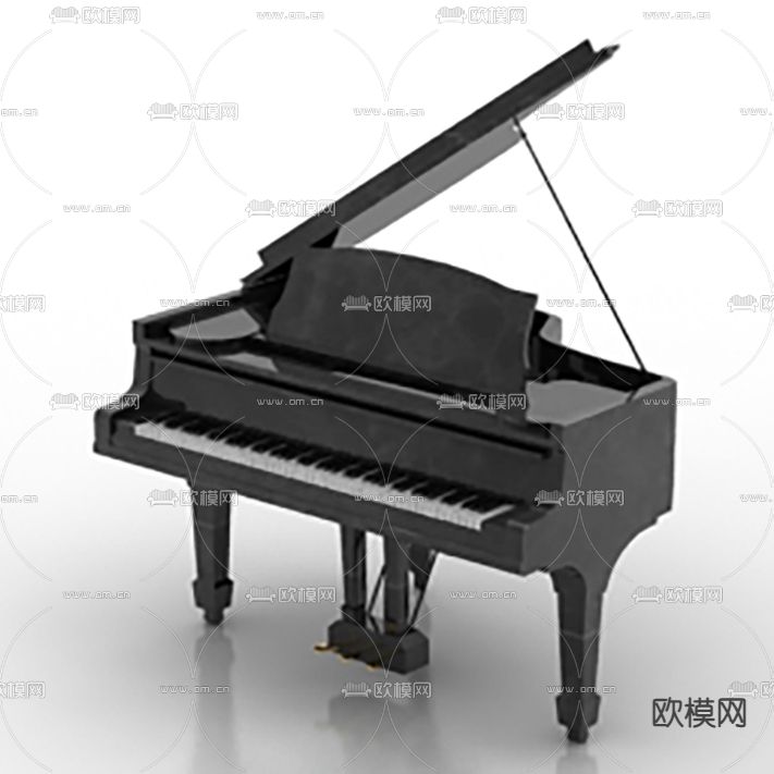 欧式复古实木三角钢琴免费3d模型下载