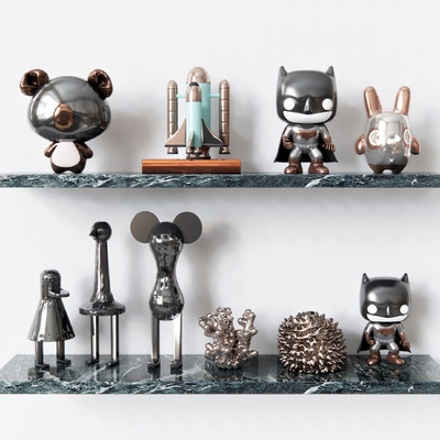  现代潮玩蝙蝠侠摆件su模型 