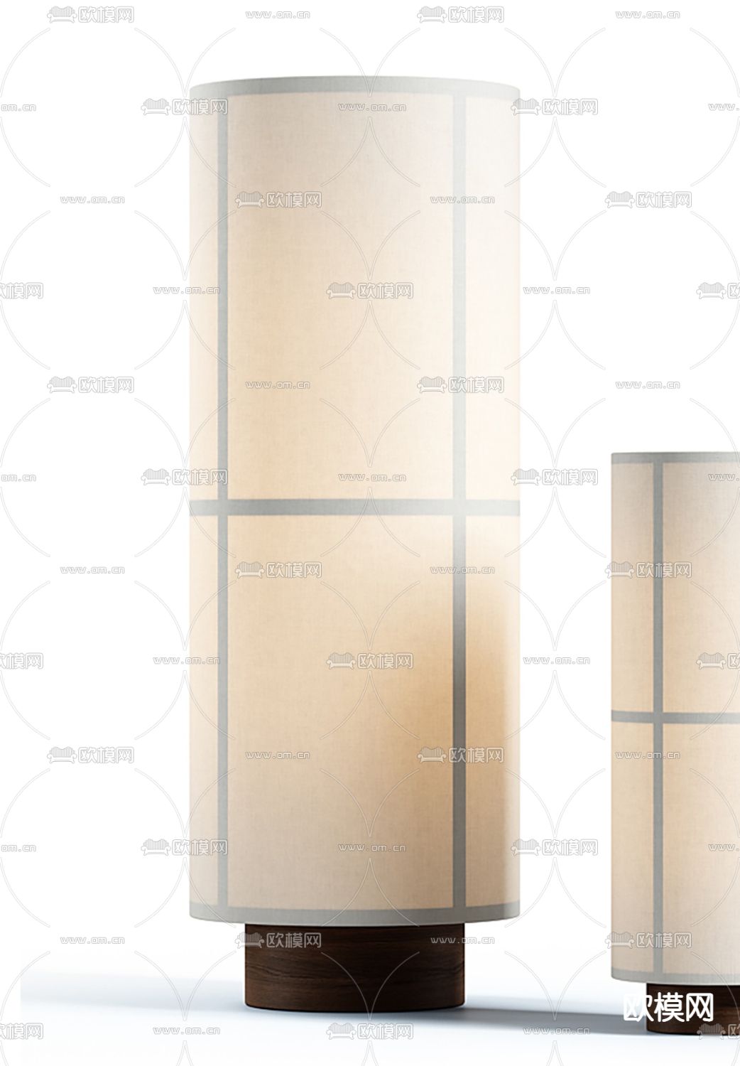 日式纸质柱形落地灯3d模型下载