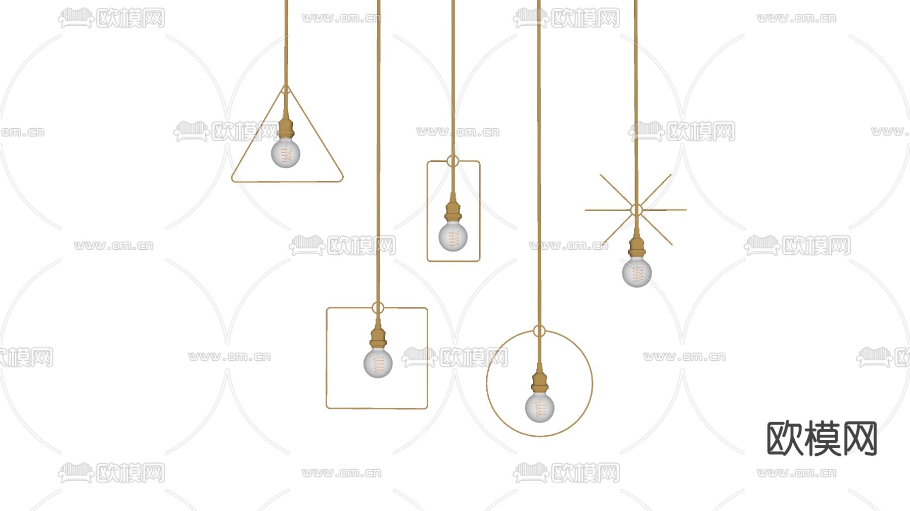 工业风金属吊灯su模型下载（渲染图2）