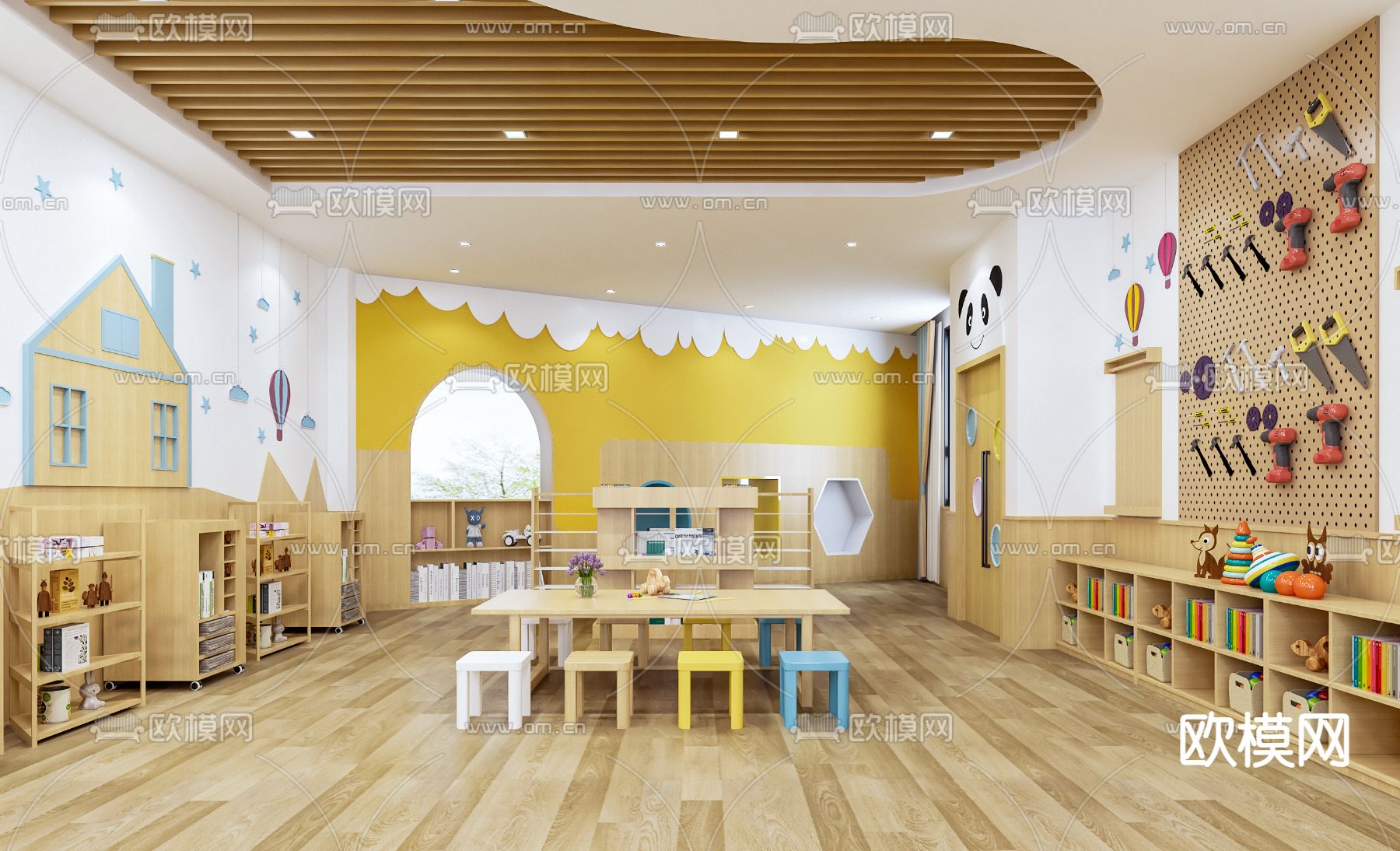 现代幼儿园美工教室3d模型下载（渲染图2）