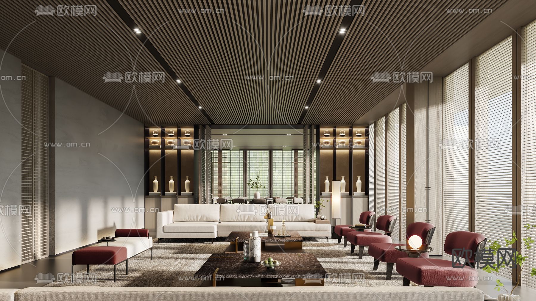 现代会所会客室休息区3d模型下载_ID11962322_3dmax免费模型-欧模网
