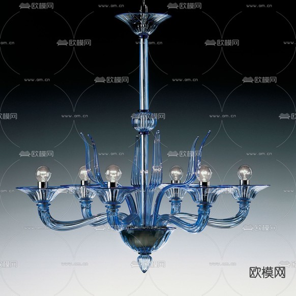 简欧蓝色水晶吊灯3d模型下载