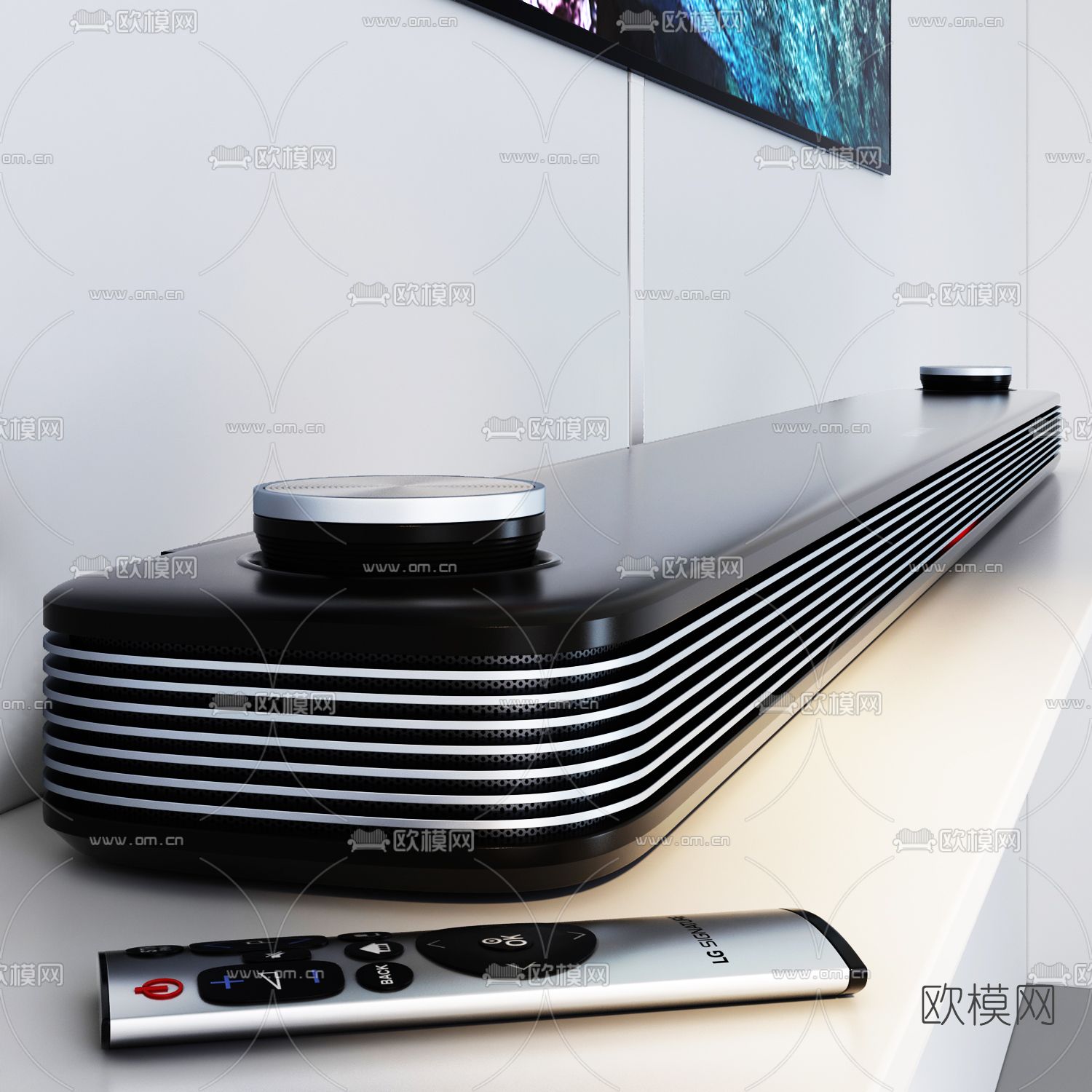 现代液晶电视机音箱3d模型下载（渲染图3）