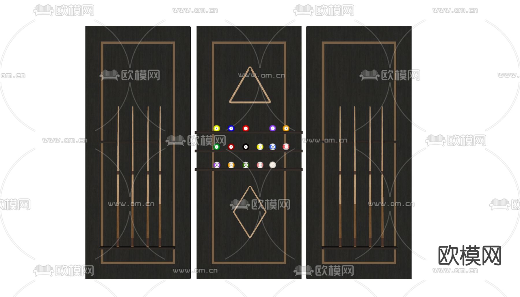 现代桌球球杆u模型