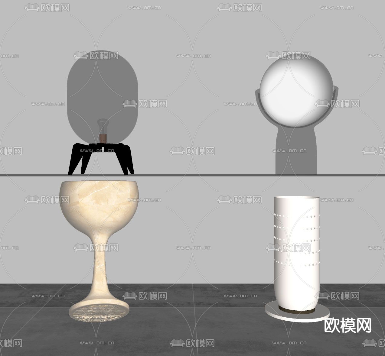 现代轻奢台灯su模型下载（渲染图2）