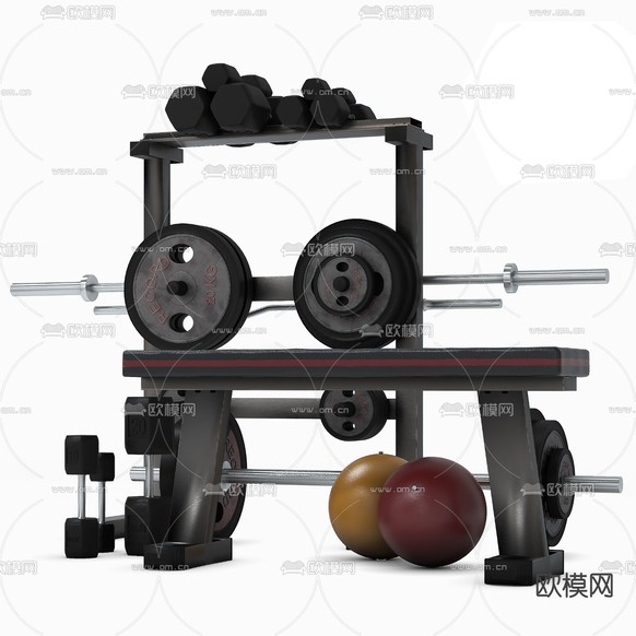 现代健身器材su模型下载(渲染图1)