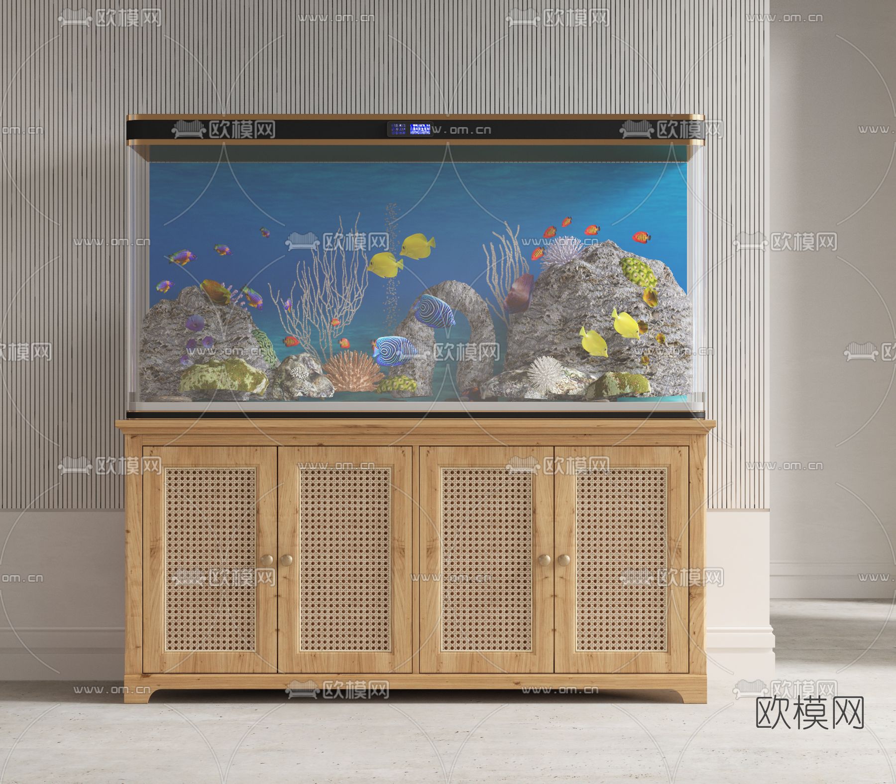 北欧藤编鱼缸水族箱3d模型下载