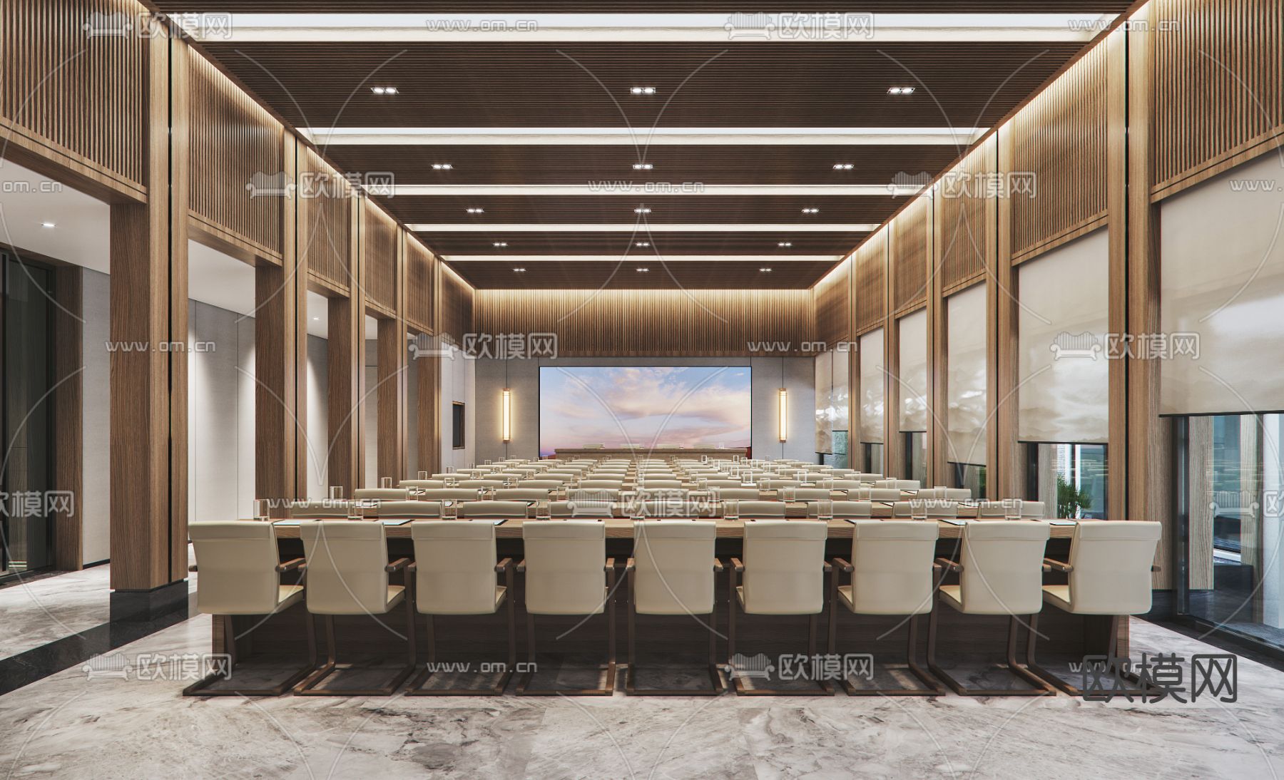 新中式会议室报告厅su模型下载（渲染图1）