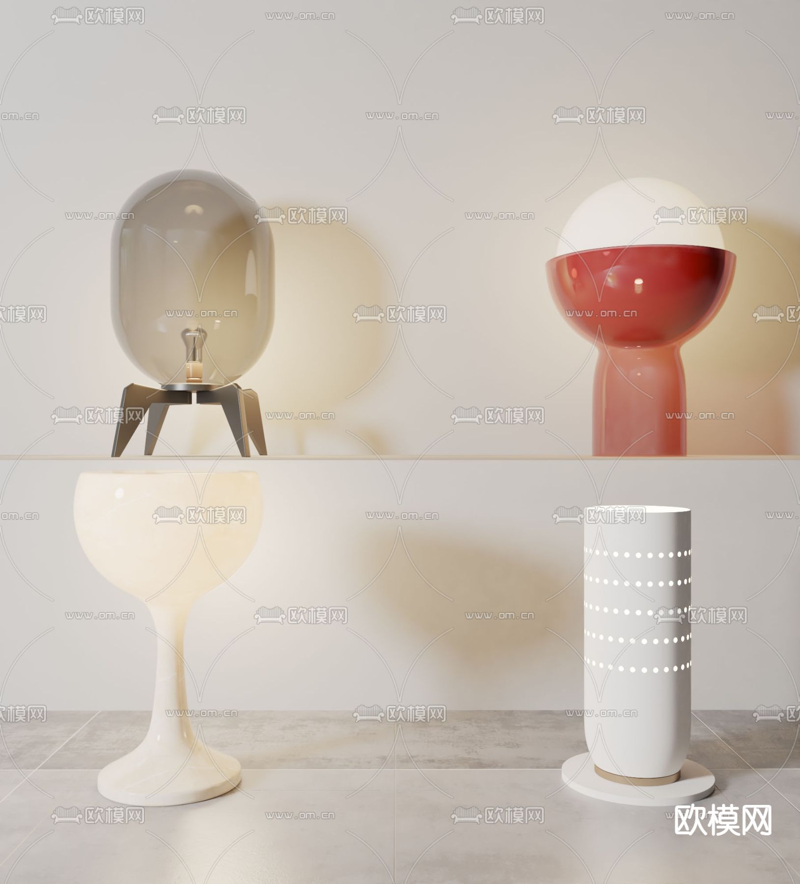 现代轻奢台灯su模型下载（渲染图1）