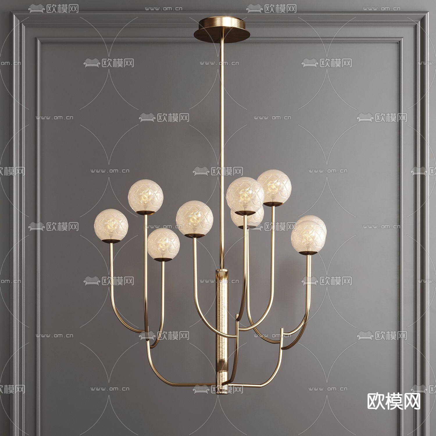 现代轻奢多头吊灯su模型