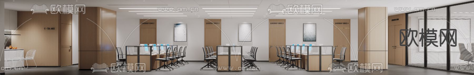 现代办公区会议室3d模型下载（渲染图2）