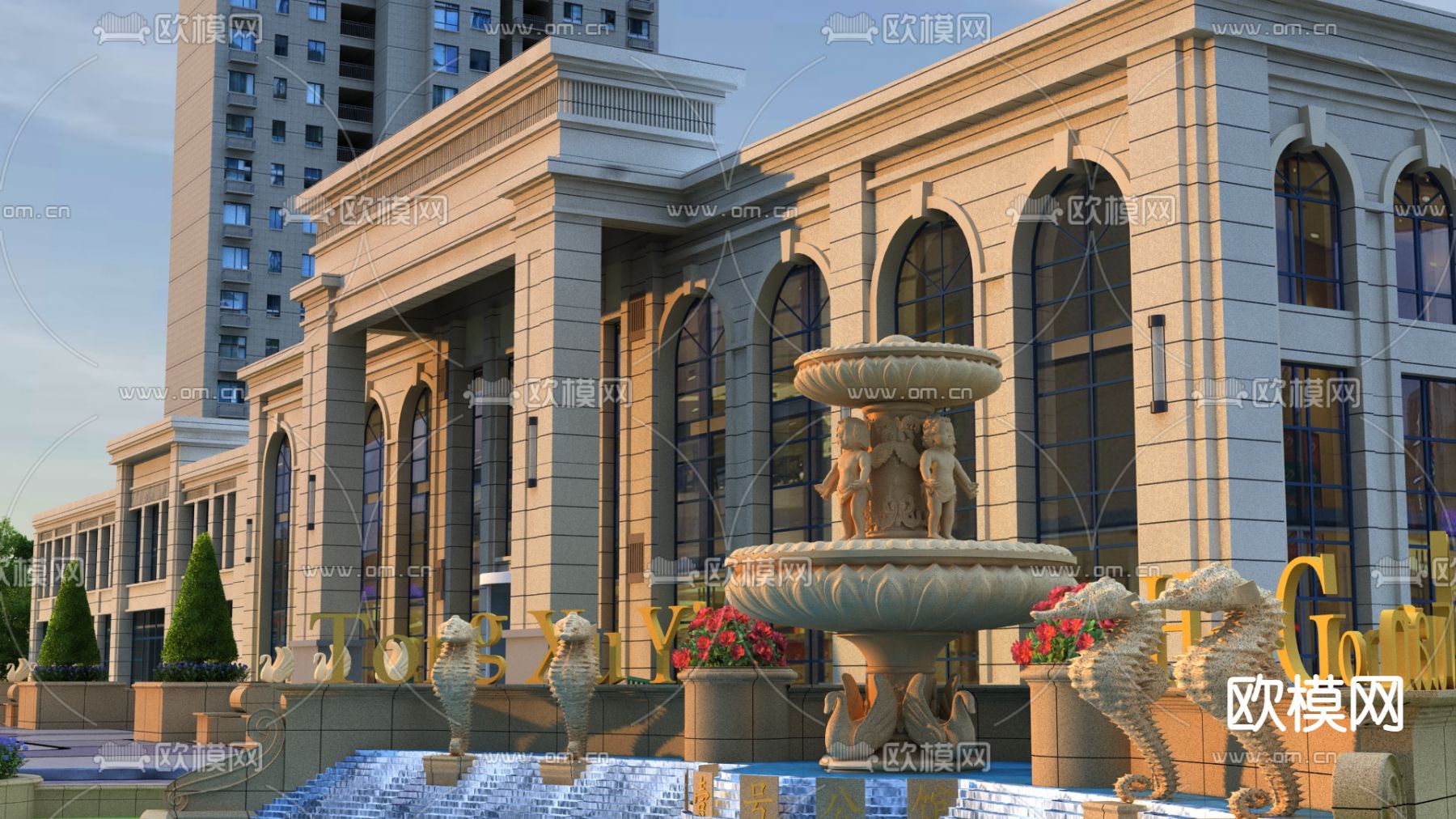 欧式住宅小区入口大门3d模型下载