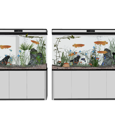  现代水族箱鱼缸su模型 