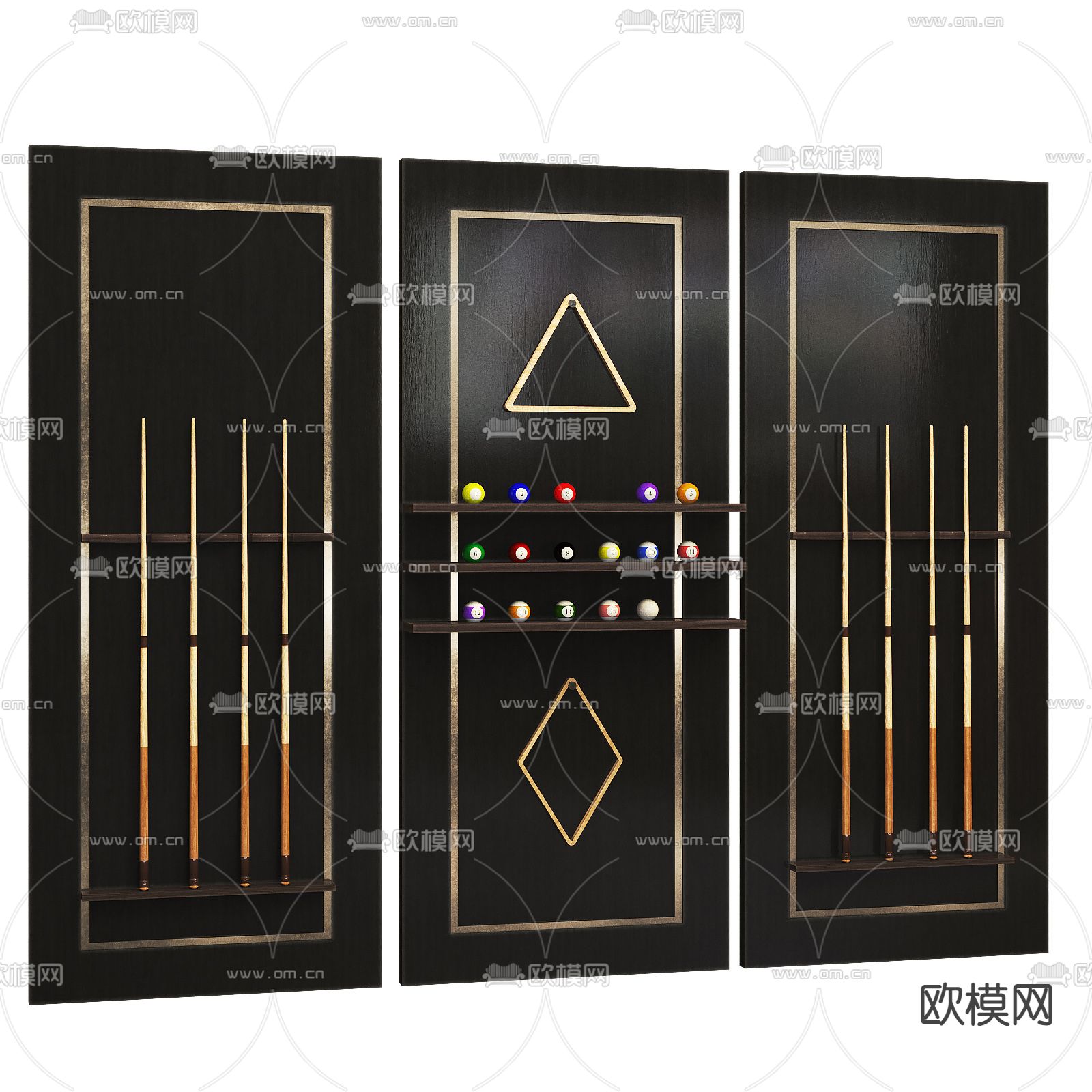 现代桌球球杆u模型