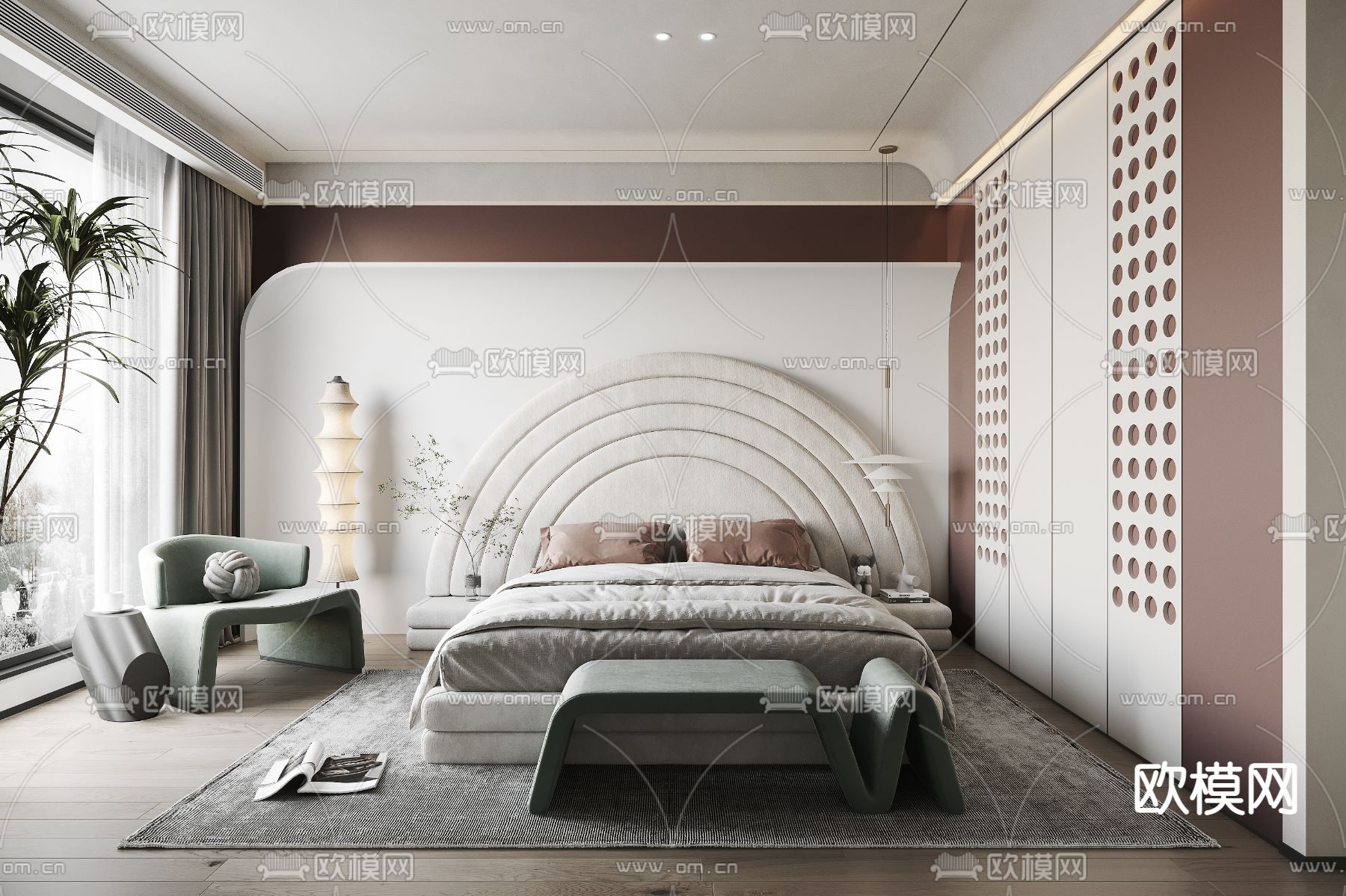 现代卧室主人房su模型