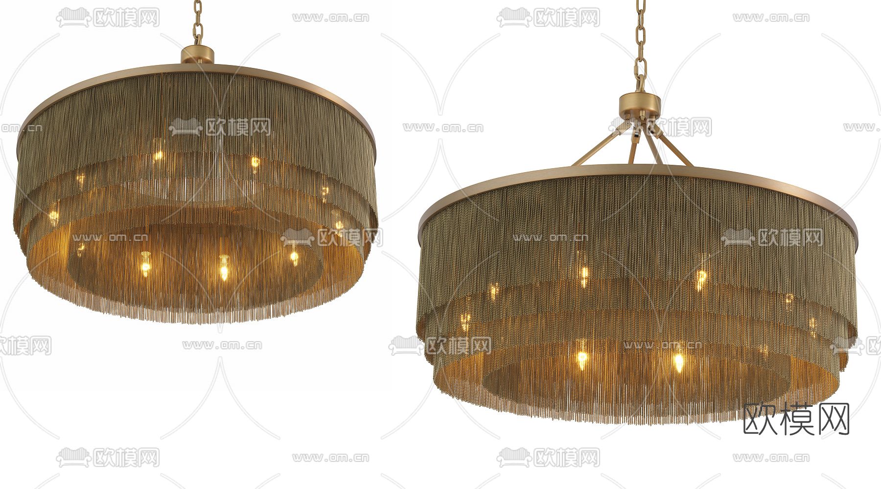 东南亚铜珠多层吊灯3d模型下载