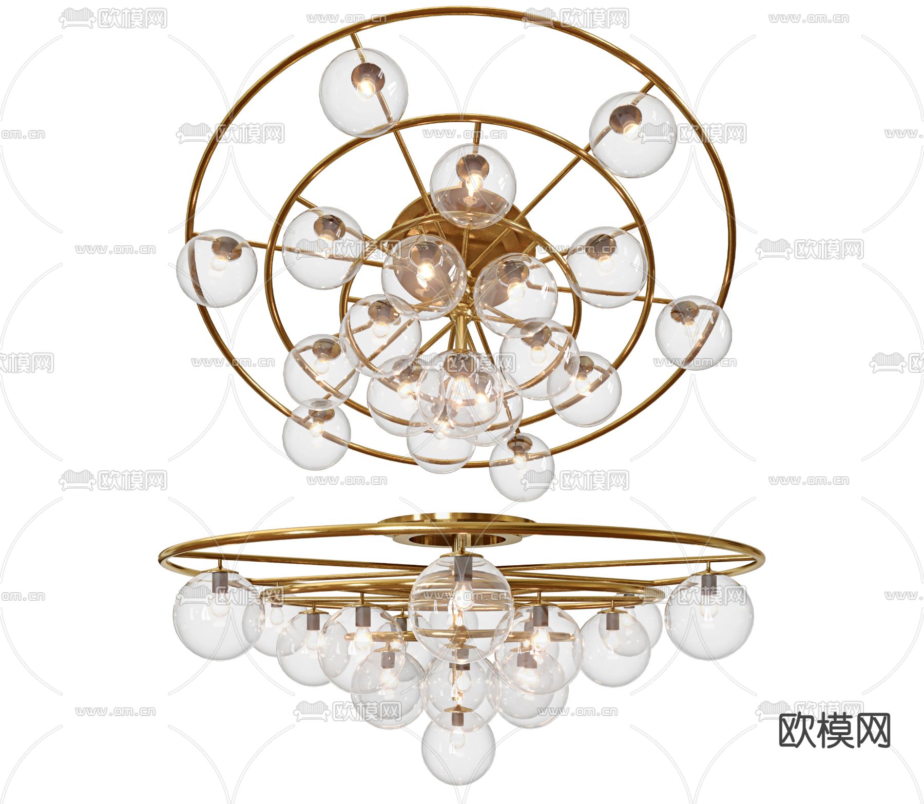 现代轻奢吸顶灯su模型下载（渲染图1）