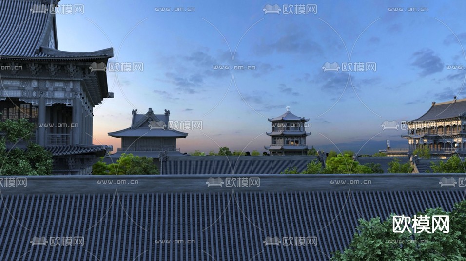 中式古建景观3d模型下载
