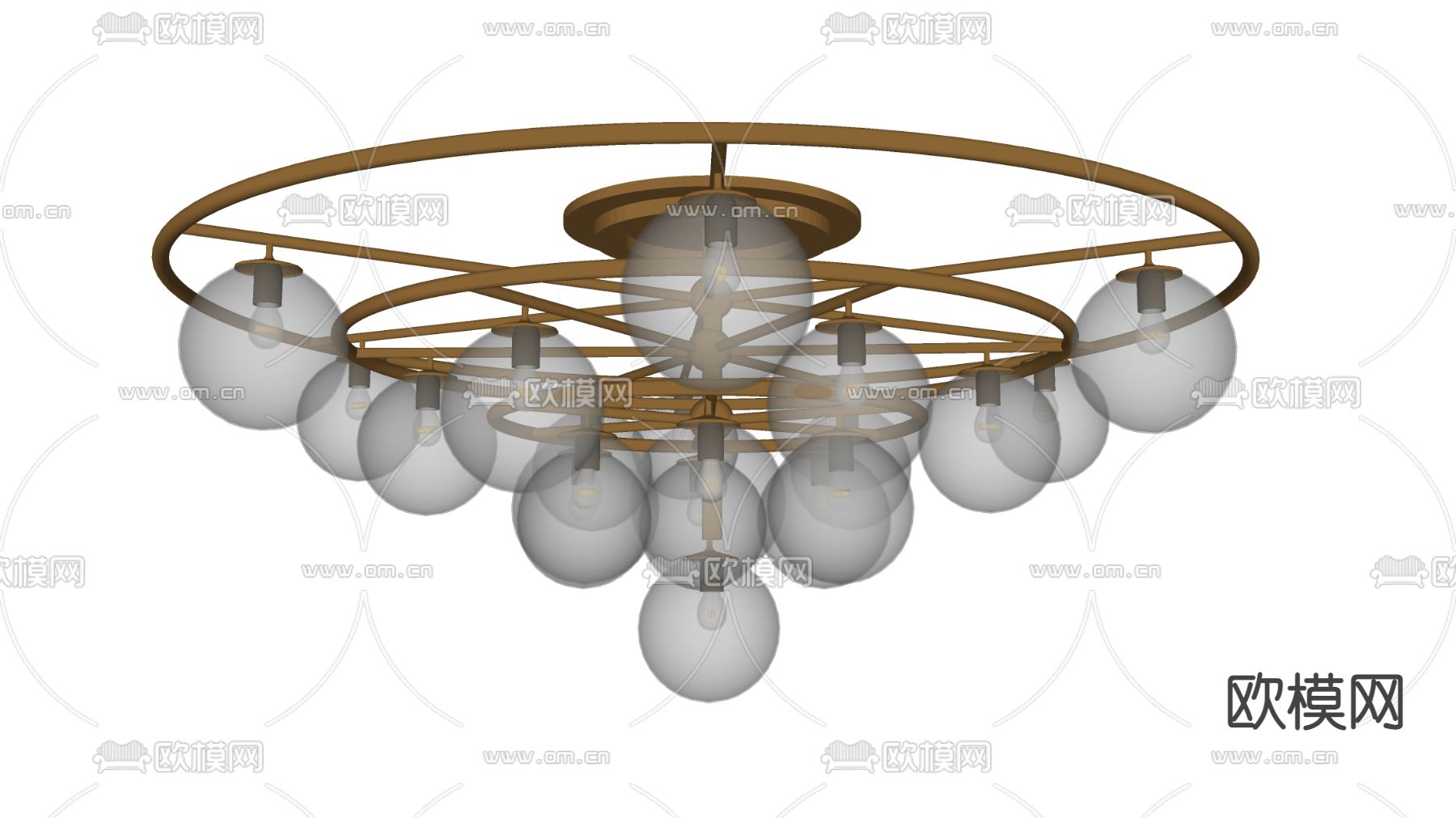 现代轻奢吸顶灯su模型下载（渲染图2）