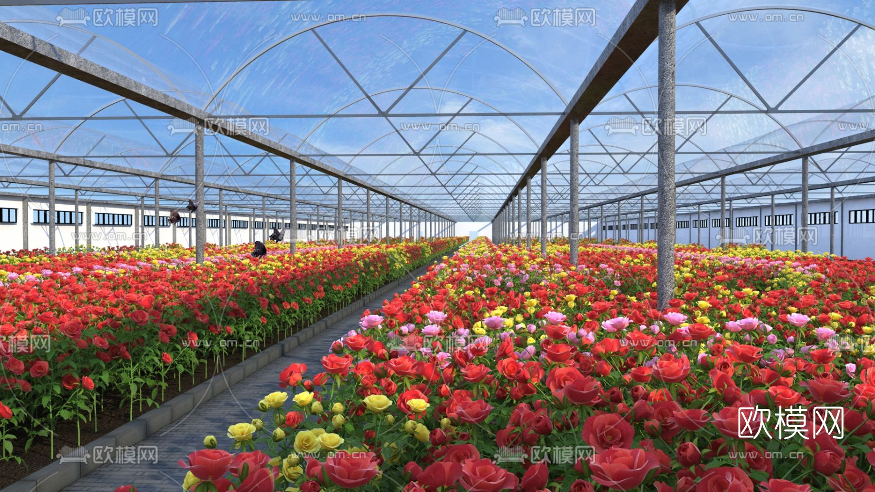现代花圃花朵种植园3d模型下载