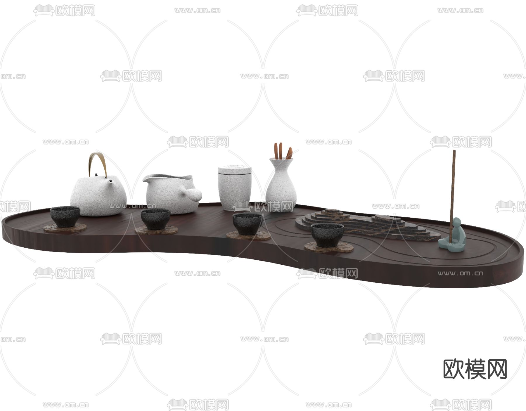新中式茶具免费3d模型下载_ID11966111_3dmax免费模型-欧模网