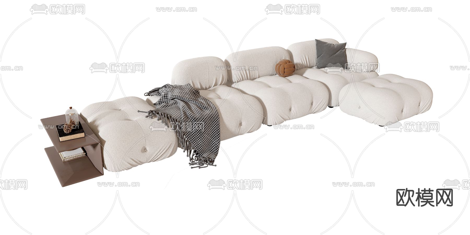 B&B italia 现代奶油白转角沙发3d模型下载（渲染图3）