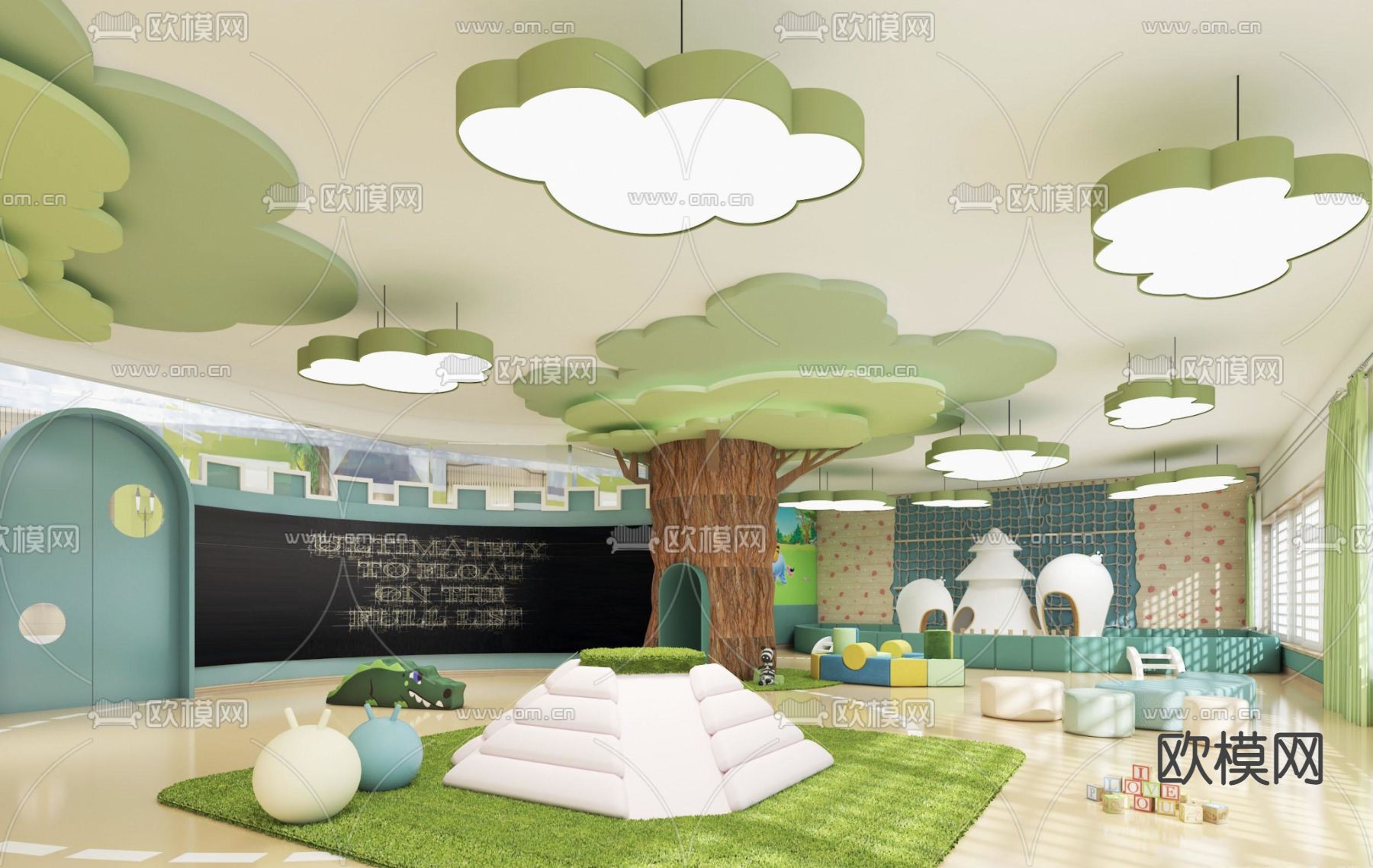 现代幼儿园活动室免费3d模型下载